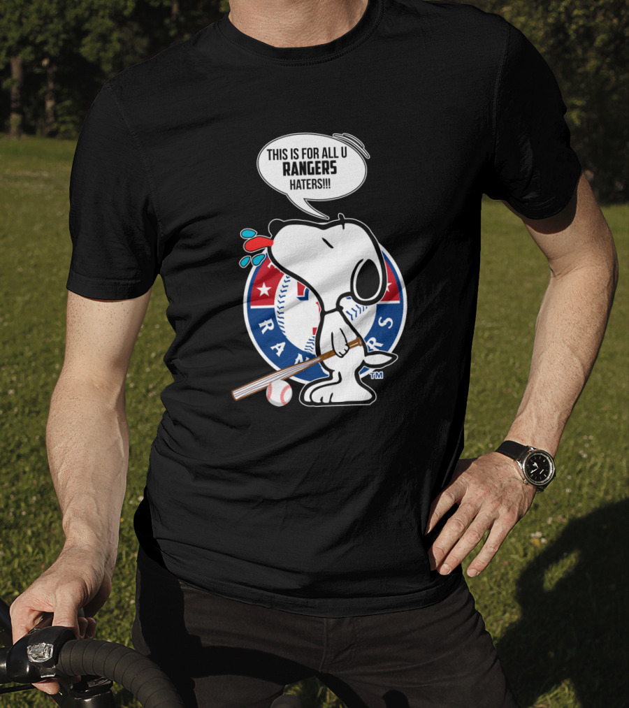Snoopy And Texas Rangers Baseball Fans United Against Haters T-Shirt