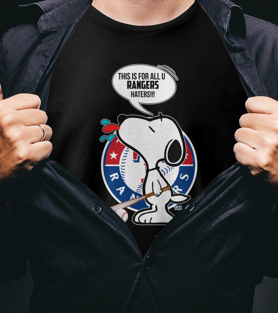 Snoopy And Texas Rangers Baseball Fans United Against Haters T-Shirt