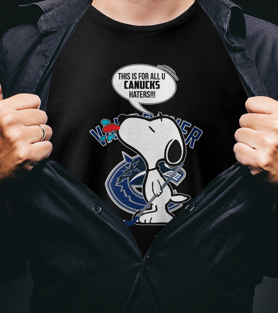 Snoopy Canucks Fans Tongue Out Speech Bubble Vancouver Hockey T-Shirt