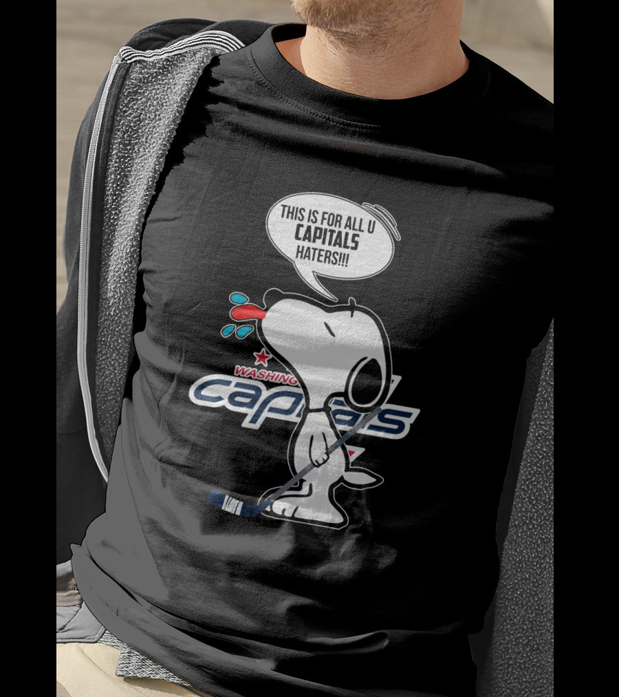Snoopy Washington Capitals Proud Fan Message With Hockey Stick T-Shirt