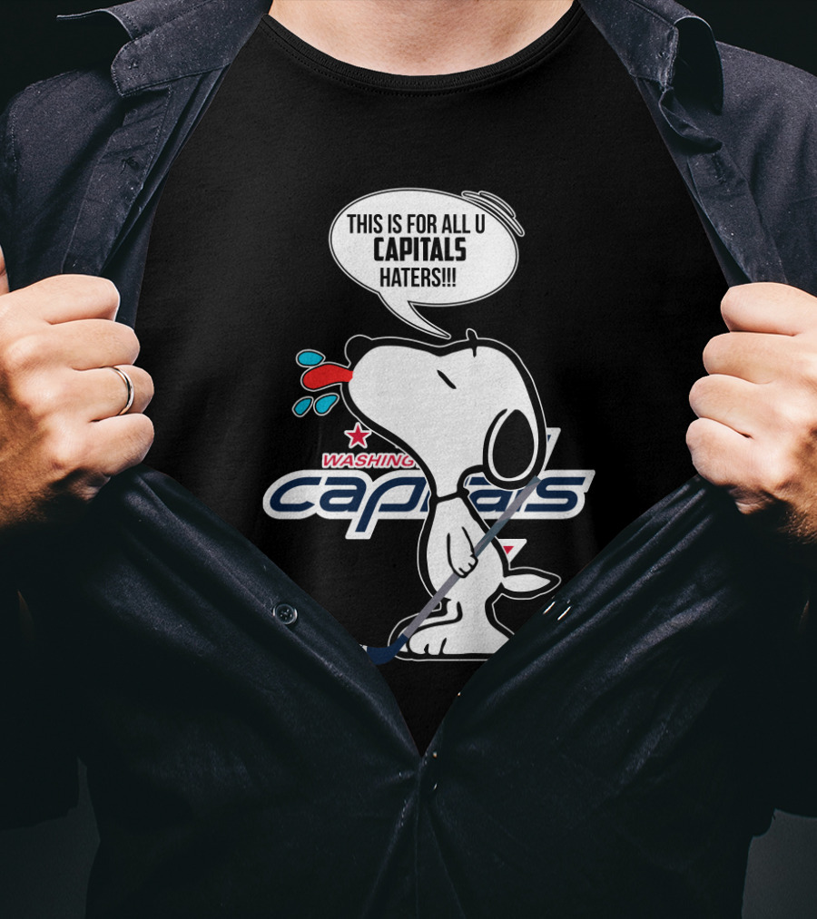 Snoopy Washington Capitals Proud Fan Message With Hockey Stick T-Shirt