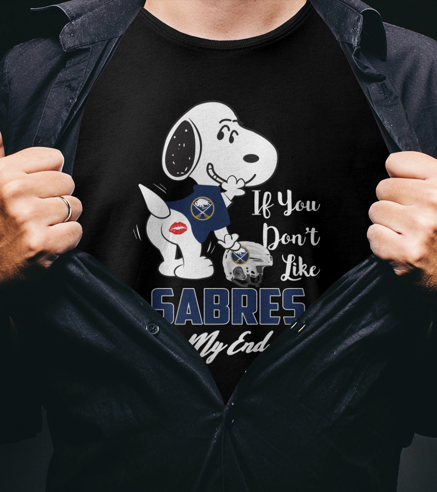 Snoopy If You Don't Like Buffalo Sabres Kiss My Endzone Football Helmet T-Shirt