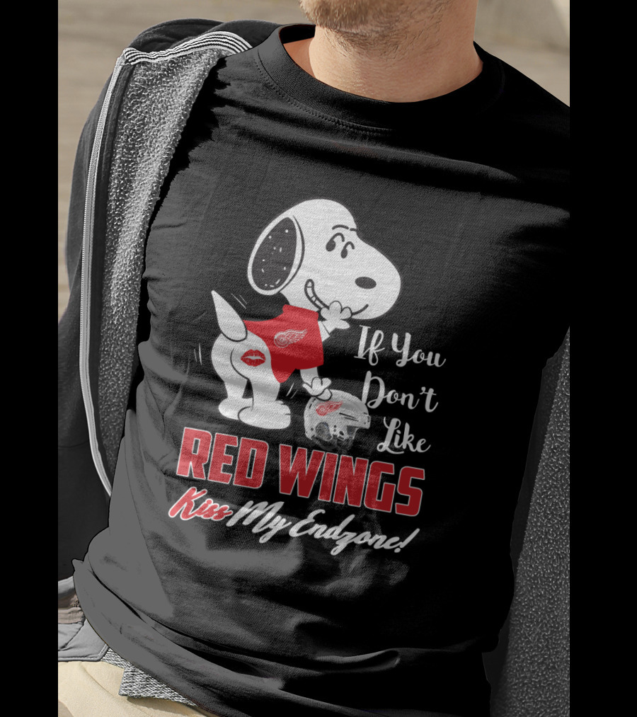 Snoopy If You Don't Like Red Wings Kiss My Endzone T-Shirt