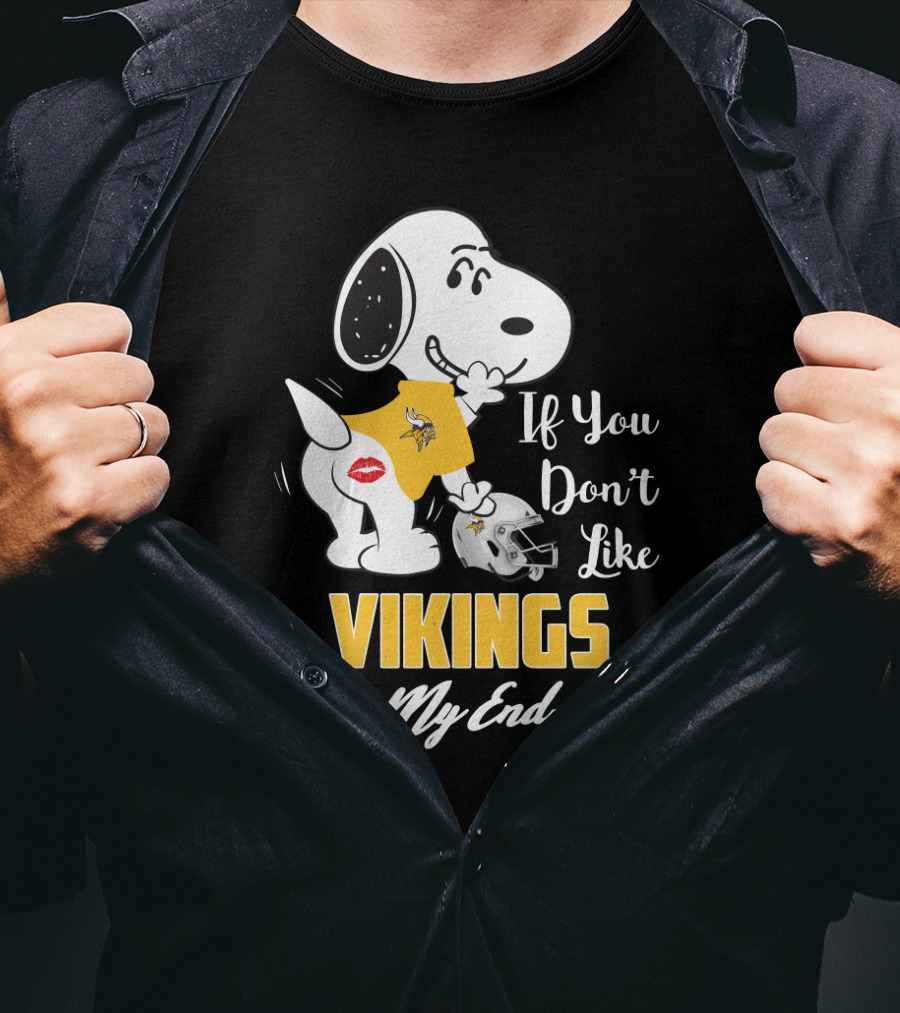 Snoopy If You Don’t Like Vikings Kiss My Endzone Minnesota Vikings Fans T-Shirt