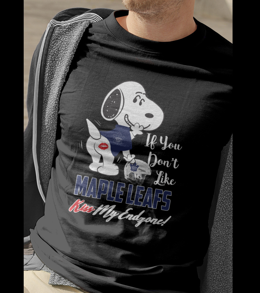 If You Don't Like Maple Leafs Kiss My Endzone Snoopy Peanuts Hockey T-Shirt