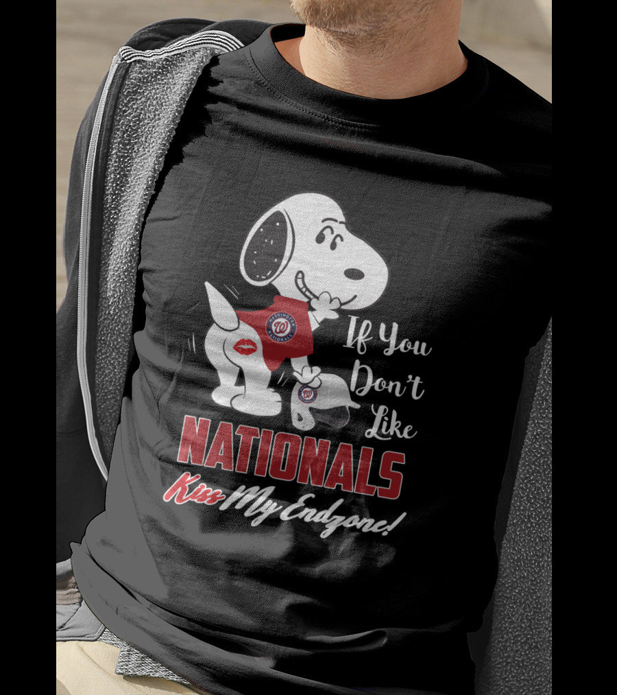 Snoopy Nationals Mascot With Washington Nationals Helmet And Kiss My Endzone T-Shirt