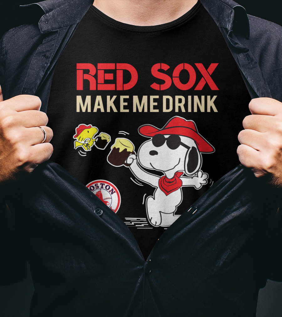 Red Sox Make Me Drink Snoopy Boston Red Sox Fans T-Shirt