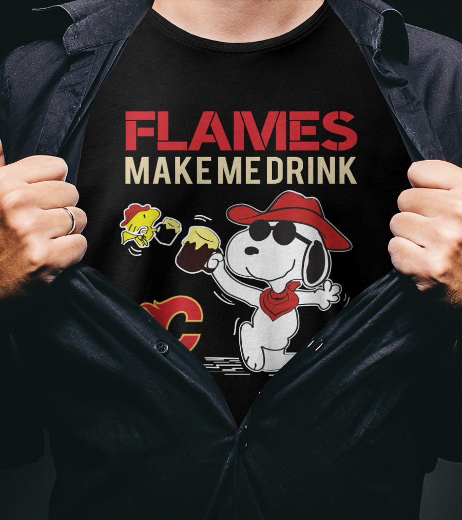 Flames Make Me Drink Snoopy Calgary C T-Shirt