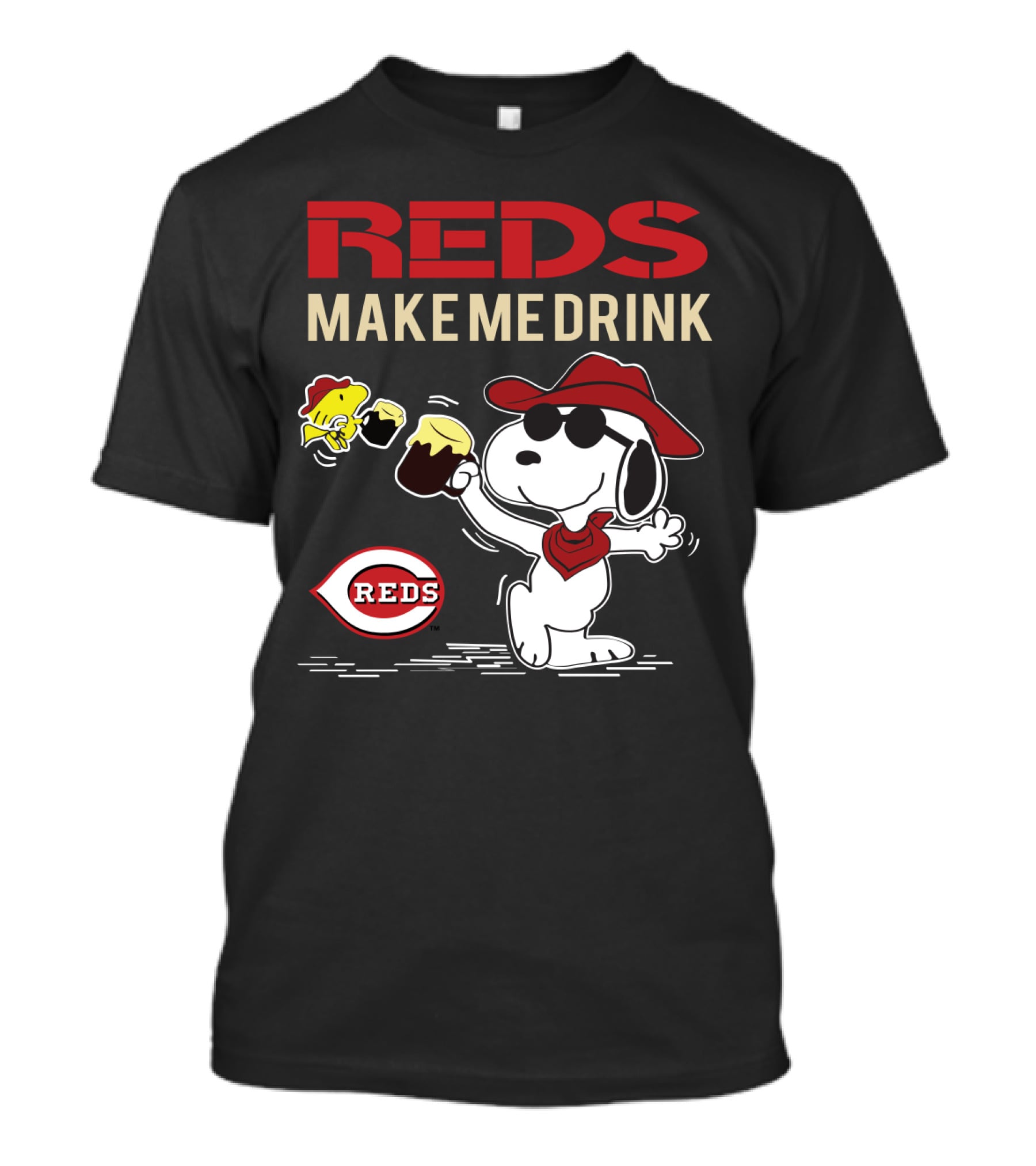 Reds Make Me Drink Snoopy Cincinnati Reds Fans T-Shirt