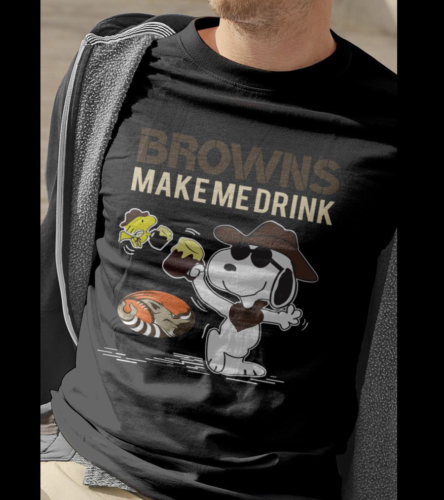 Browns Make Me Drink Snoopy And Woodstock Cleveland Browns Fans T-Shirt