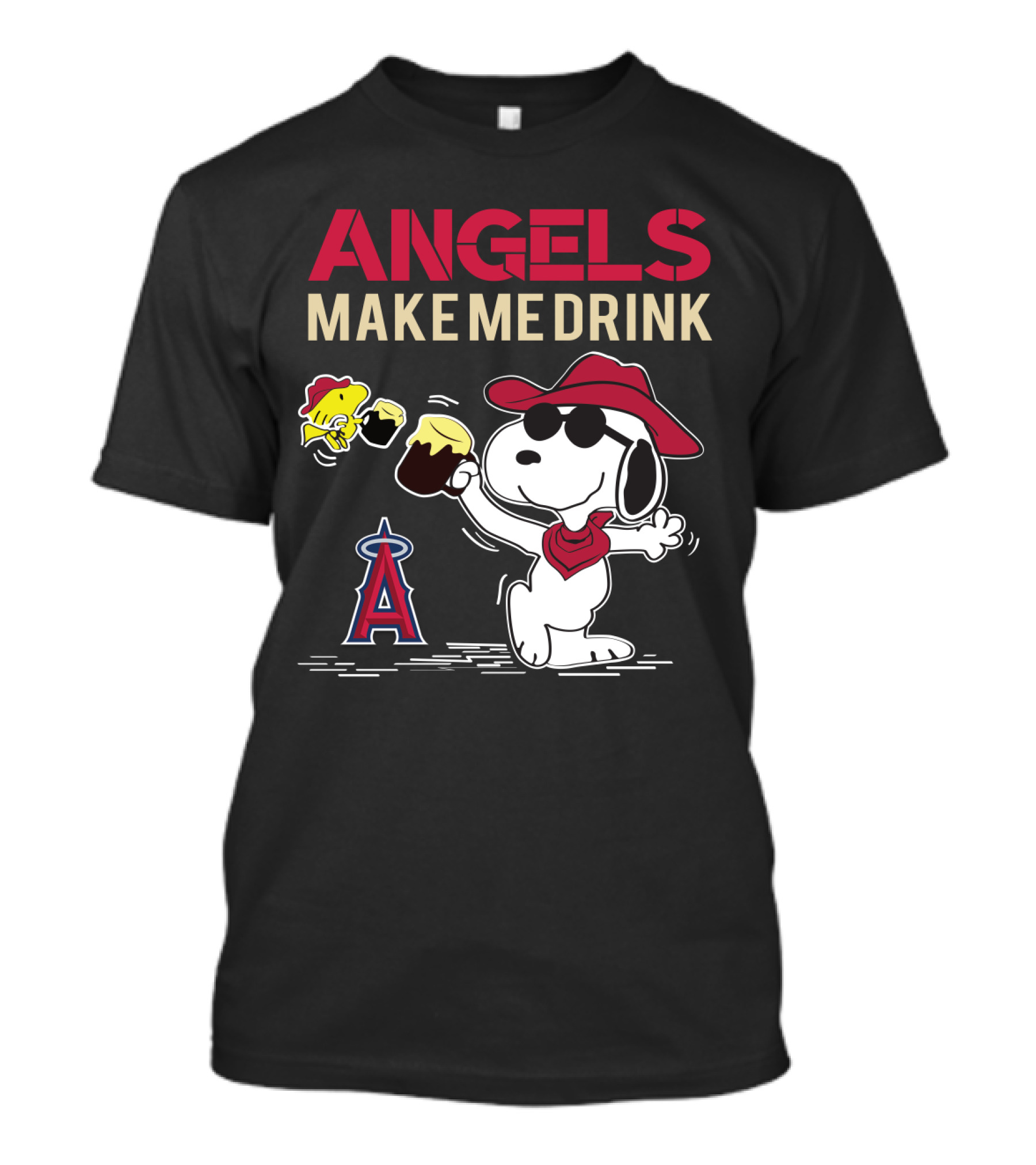 Angels Make Me Drink Snoopy Los Angeles Fans T-Shirt
