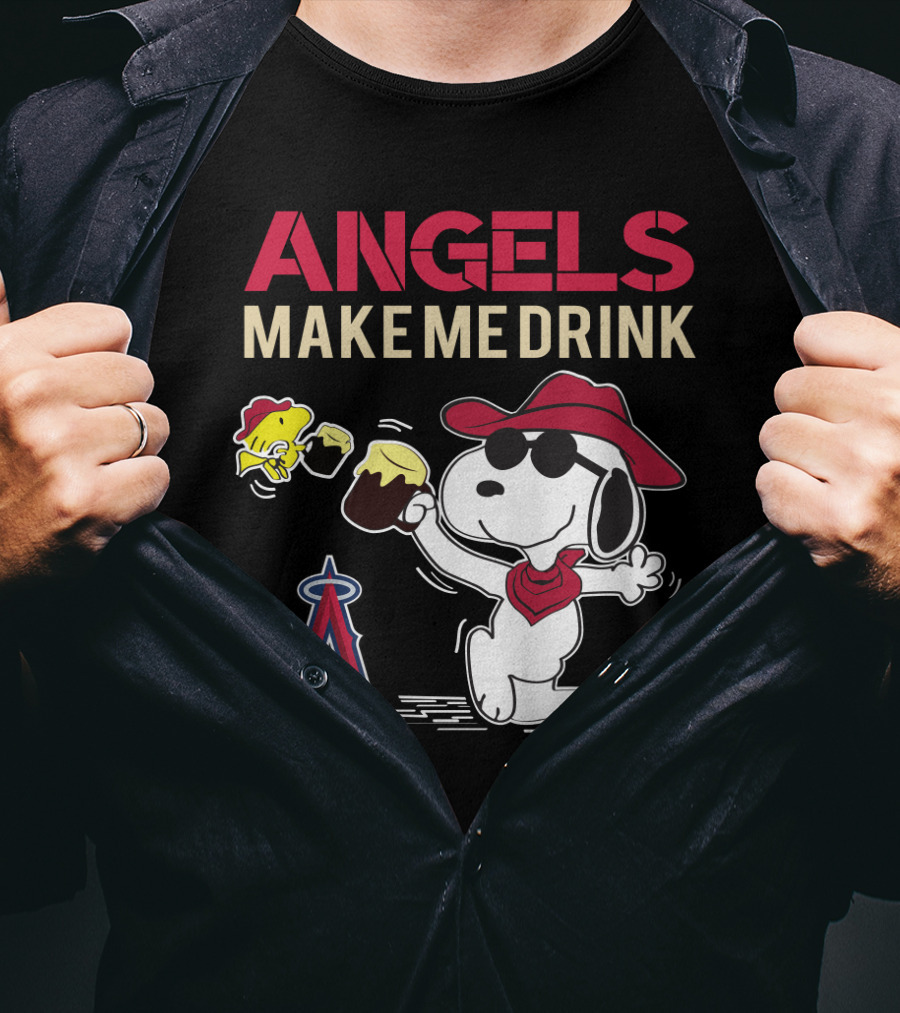 Angels Make Me Drink Snoopy Los Angeles Fans T-Shirt