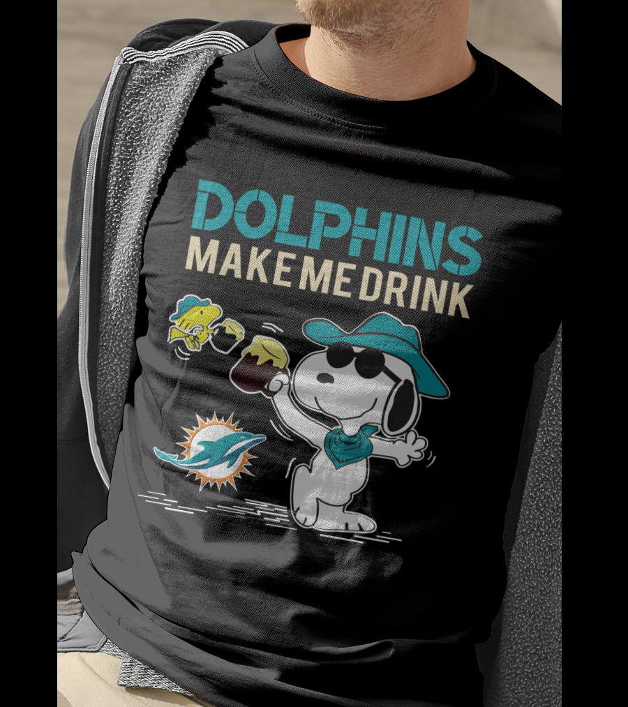 Dolphins Make Me Drink Snoopy Miami Dolphins Fans T-Shirt