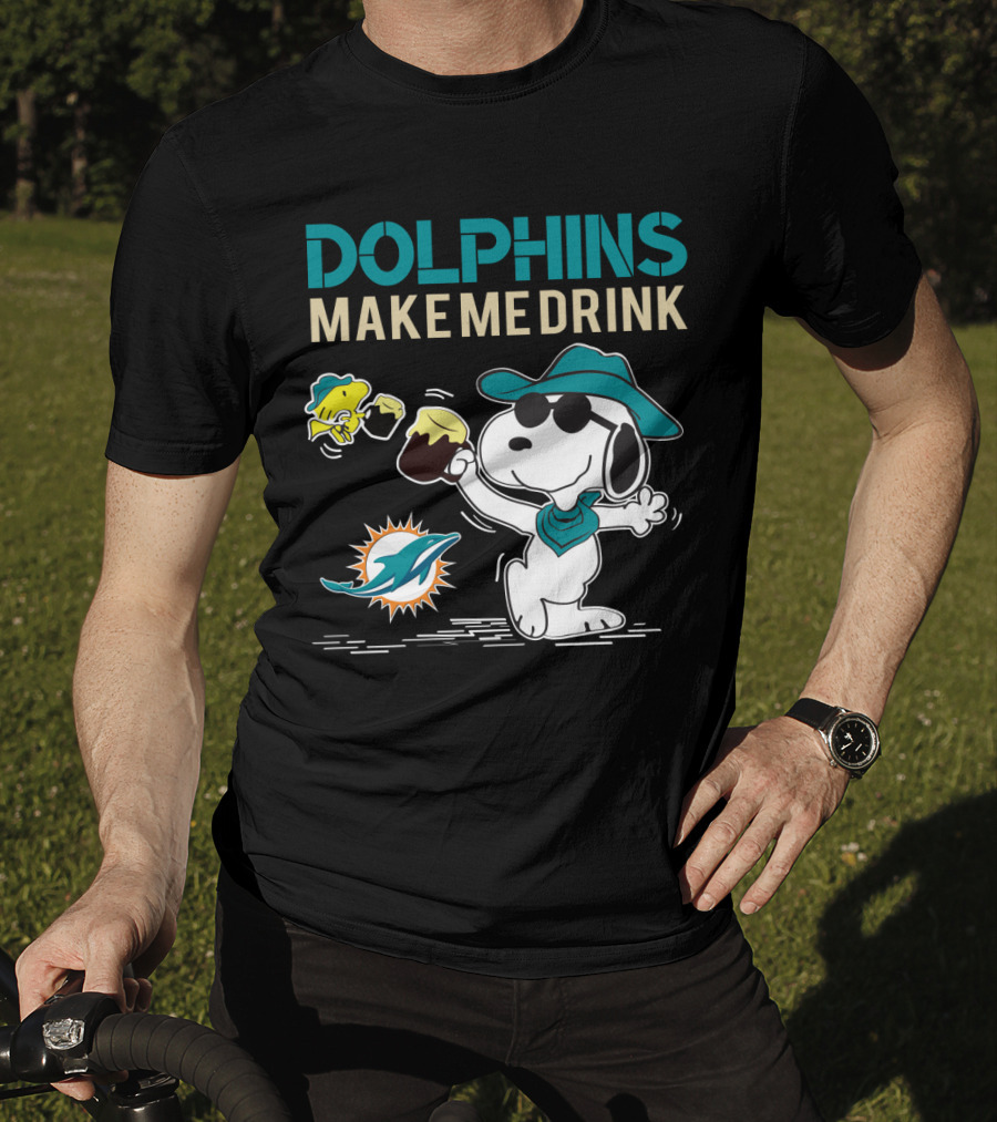 Dolphins Make Me Drink Snoopy Miami Dolphins Fans T-Shirt