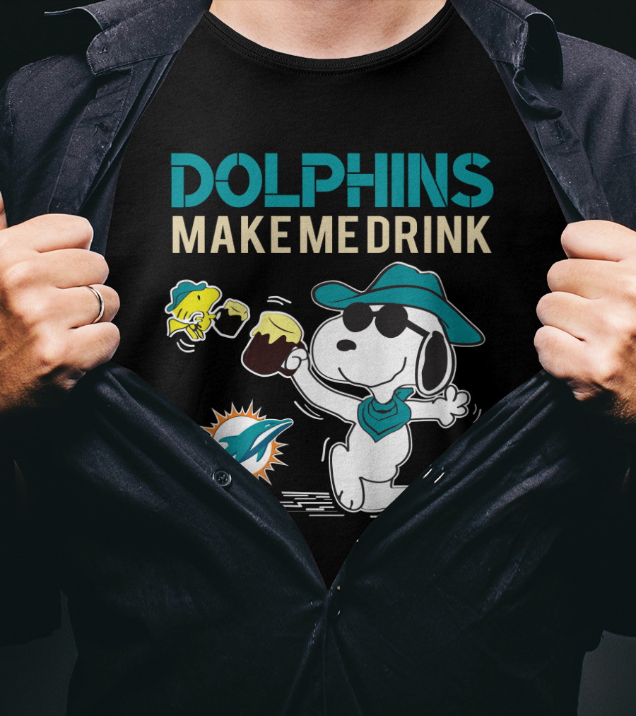 Dolphins Make Me Drink Snoopy Miami Dolphins Fans T-Shirt