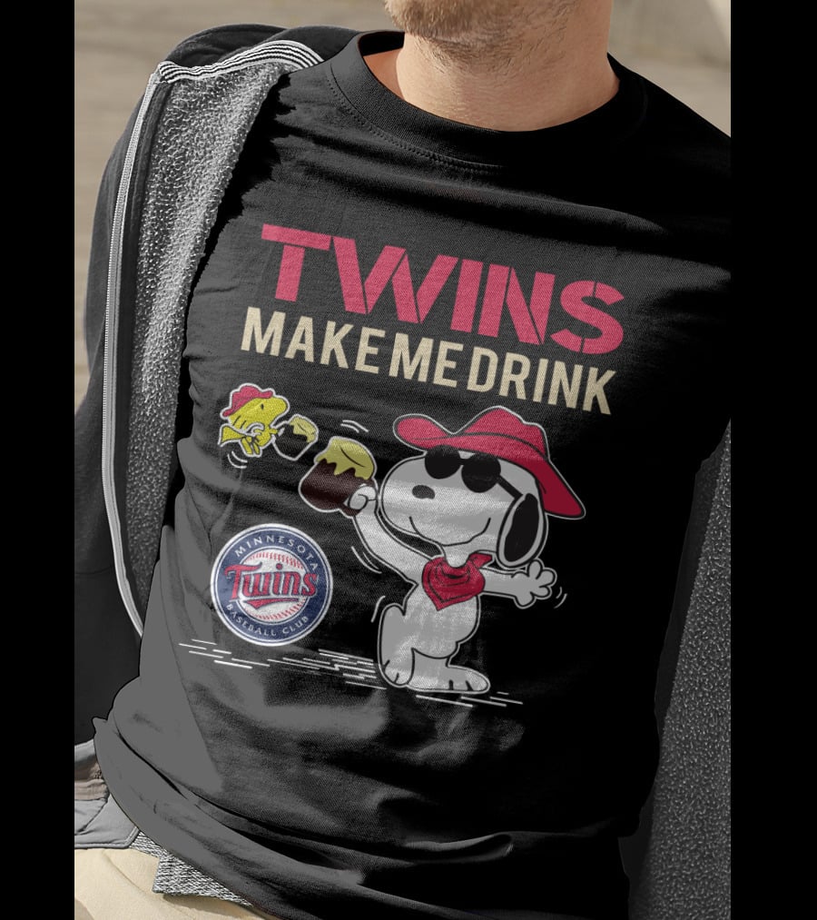 Twins Make Me Drink Snoopy Minnesota Baseball Club T-Shirt