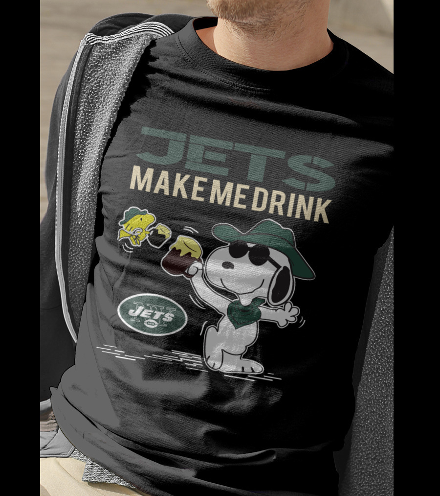 Jets Make Me Drink Snoopy And Woodstock New York Fans T-Shirt