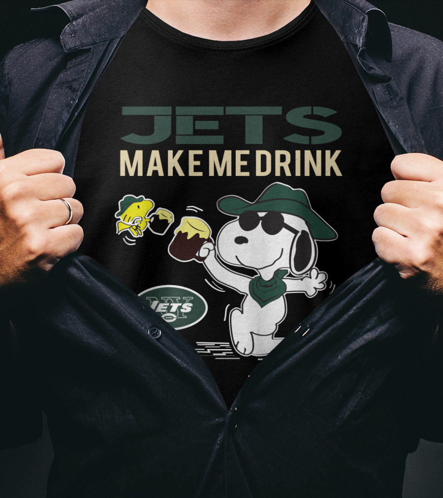 Jets Make Me Drink Snoopy And Woodstock New York Fans T-Shirt