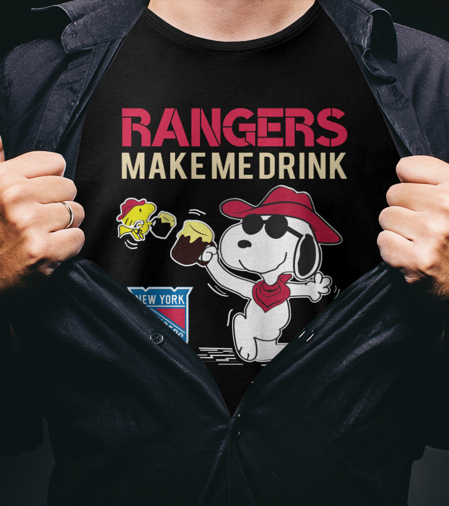 Rangers Make Me Drink Snoopy Celebrates New York Rangers Fans T-Shirt