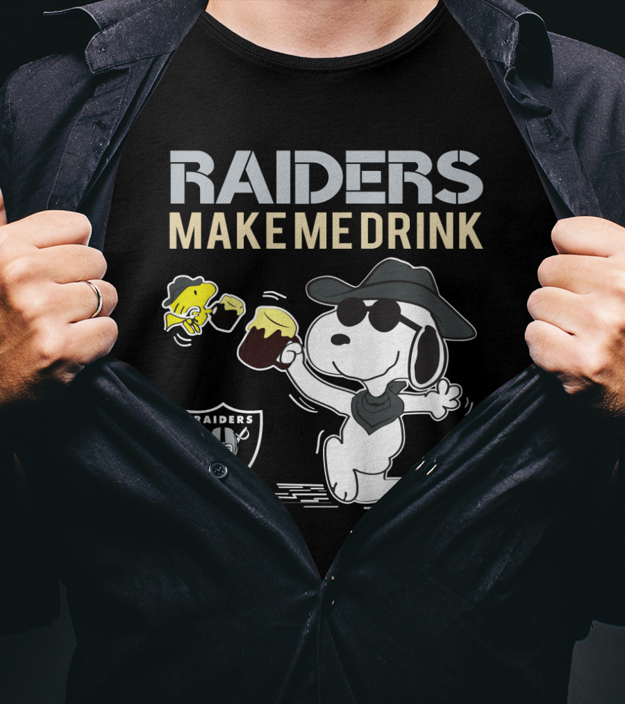 Snoopy Raiders Make Me Drink Oakland Raiders Fans T-Shirt