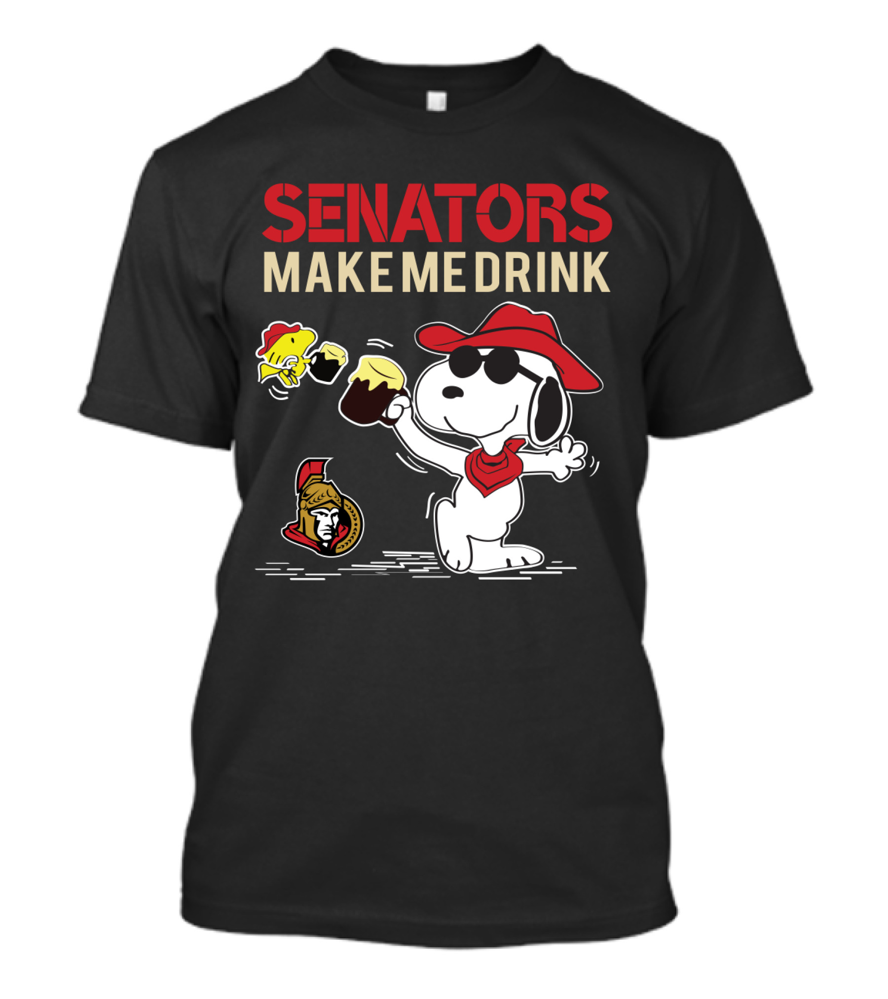 Ottawa Senators Make Me Drink Snoopy Peanuts Fan Fun T-Shirt
