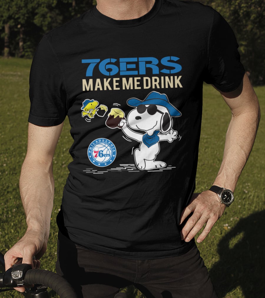Philadelphia 76ers Snoopy Make Me Drink T-Shirt
