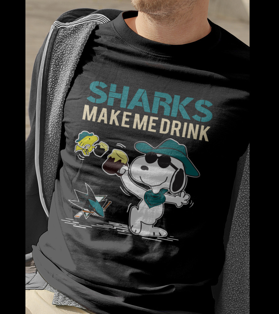 Snoopy Sharks Make Me Drink San Jose Fans T-Shirt