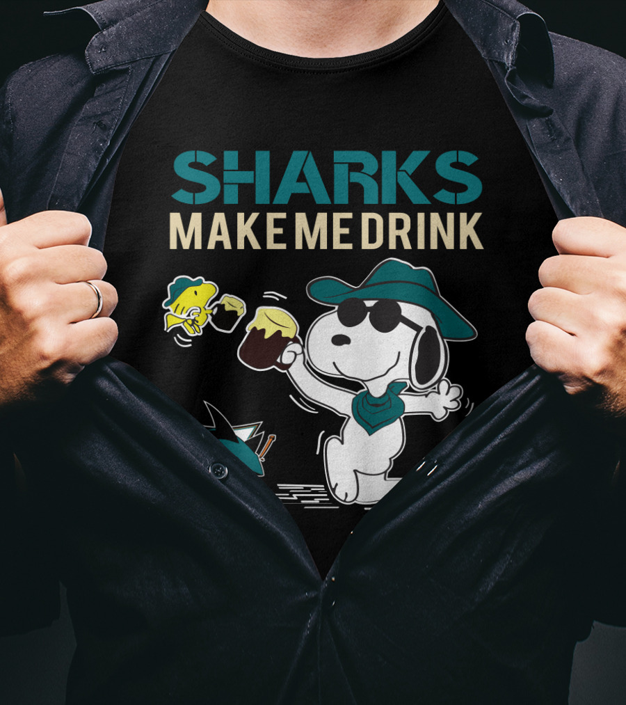 Snoopy Sharks Make Me Drink San Jose Fans T-Shirt