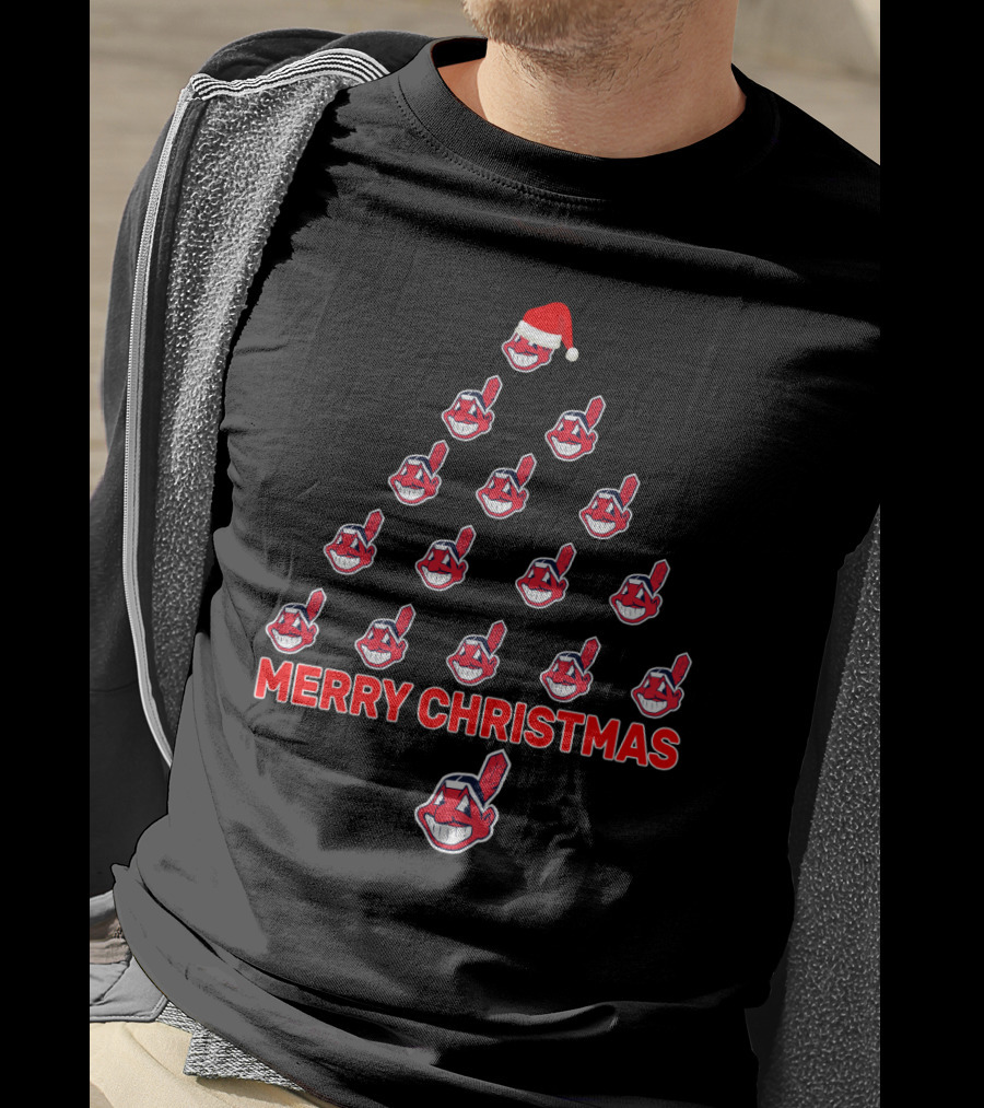 Merry Christmas Cleveland Indians Fans Holiday Tree T-Shirt