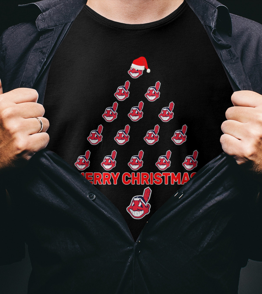 Merry Christmas Cleveland Indians Fans Holiday Tree T-Shirt