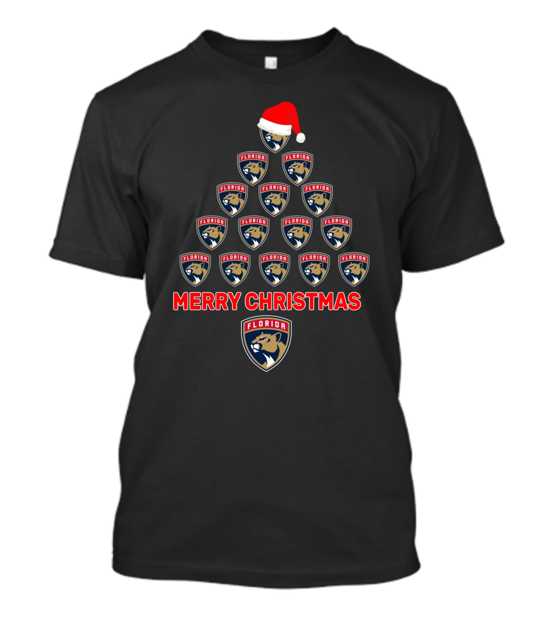 Merry Christmas Florida Panthers Holiday Tree T-Shirt