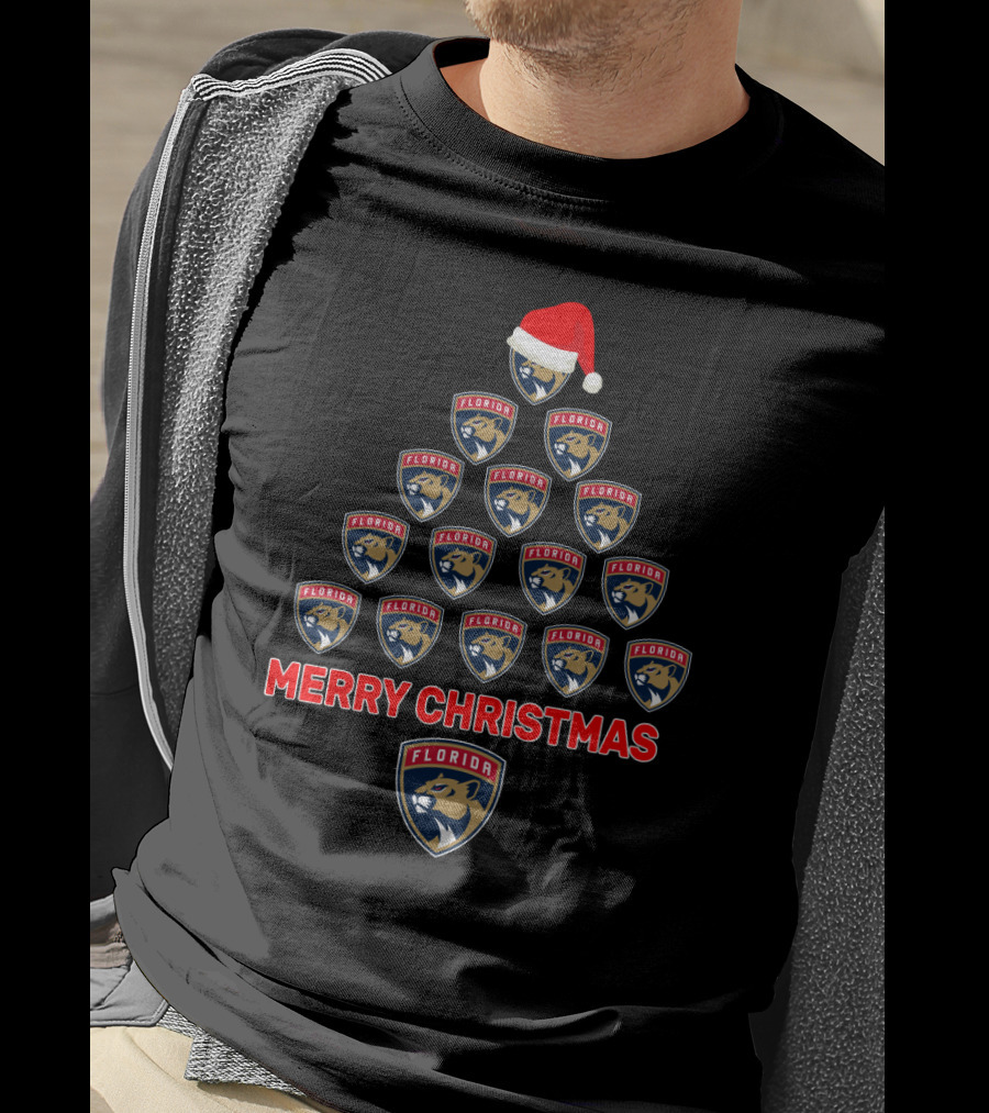 Merry Christmas Florida Panthers Holiday Tree T-Shirt