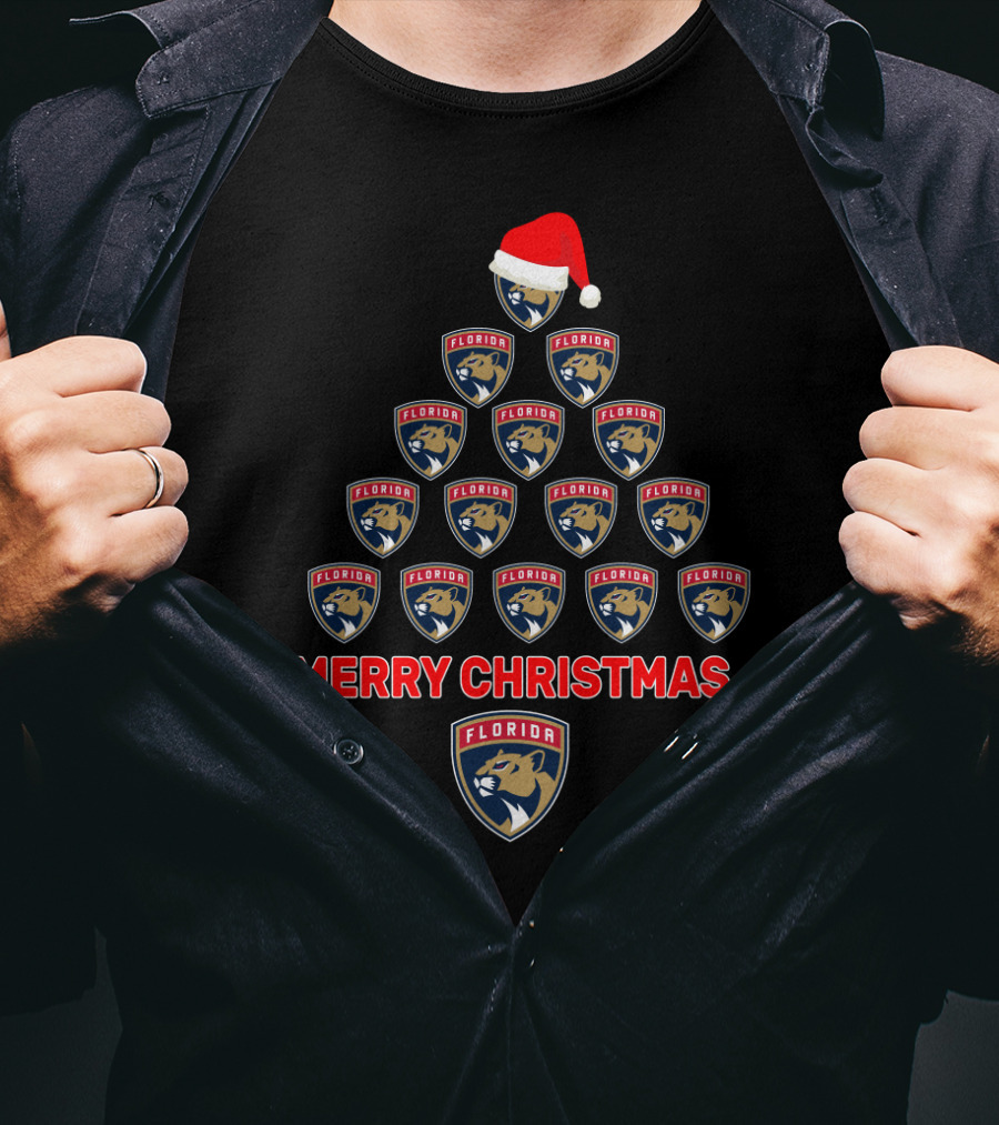 Merry Christmas Florida Panthers Holiday Tree T-Shirt