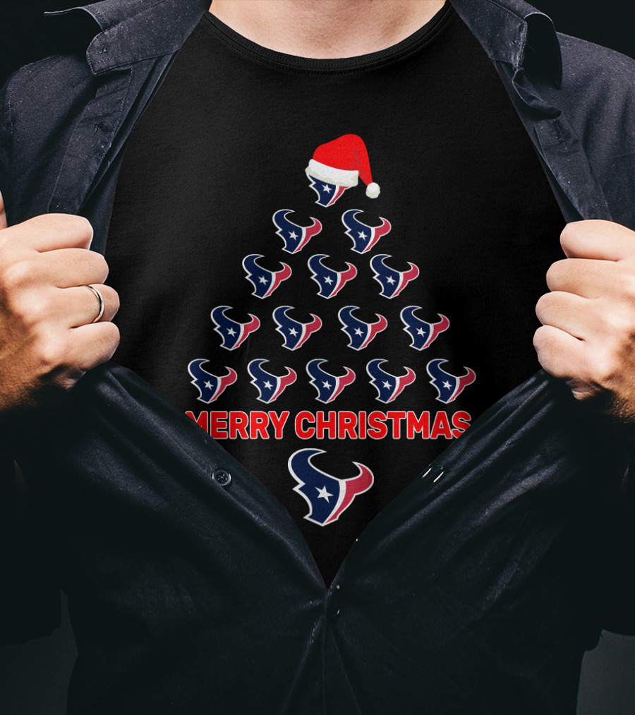 Merry Christmas Houston Texans Logo Tree T-Shirt