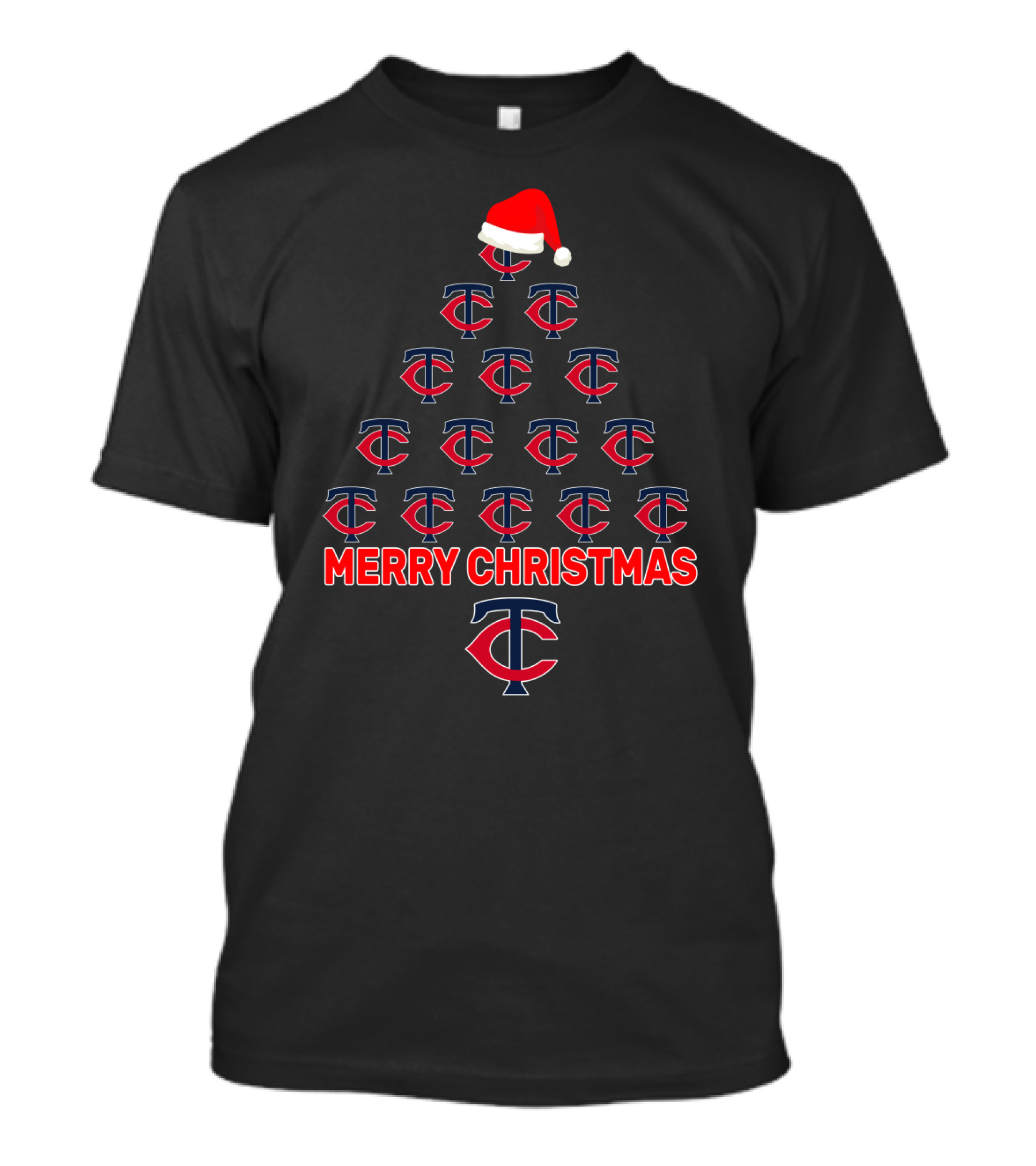 Merry Christmas Minnesota Twins Tree With Santa Hat T-Shirt