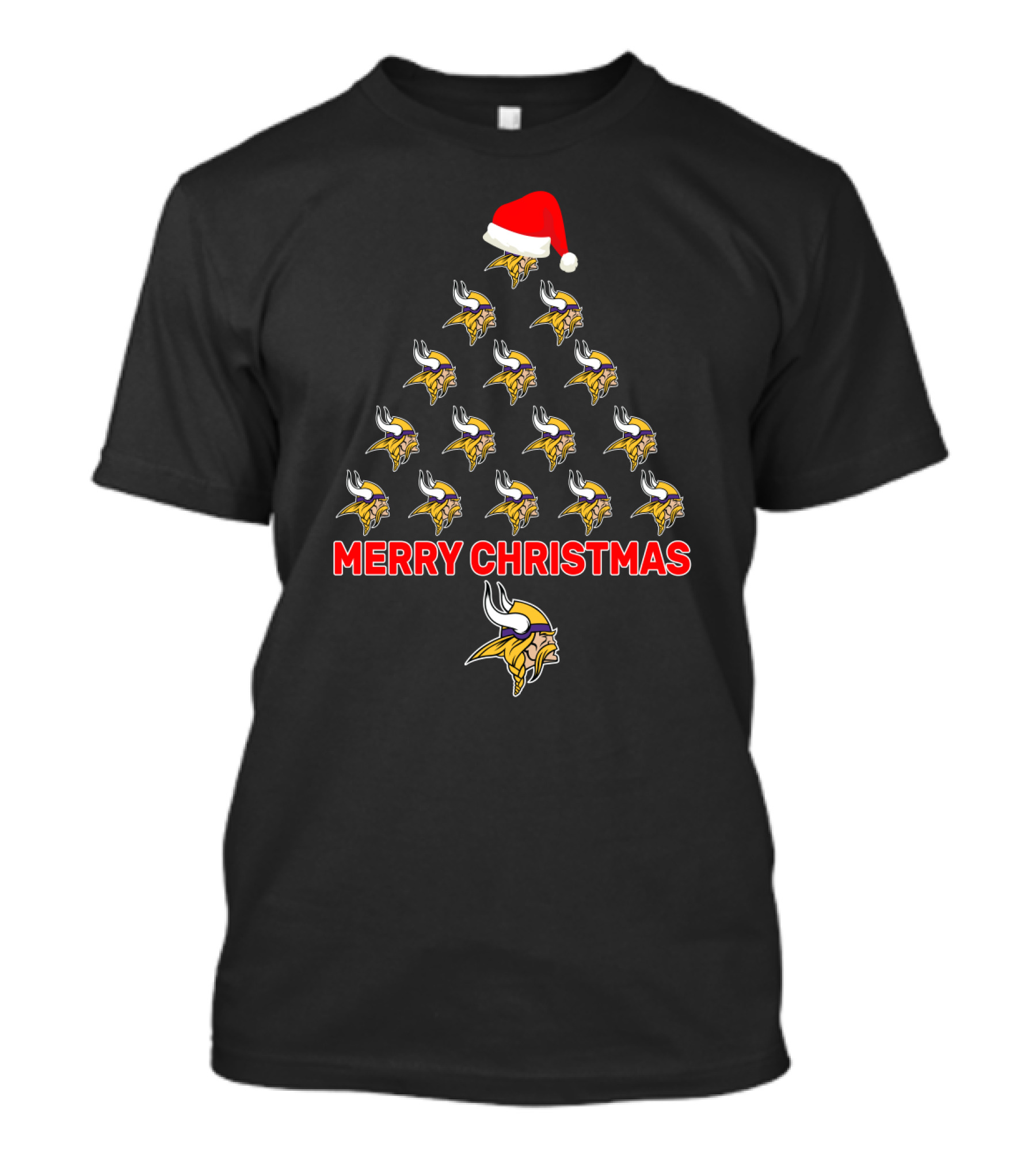 Merry Christmas Minnesota Vikings Tree Santa Hat T-Shirt
