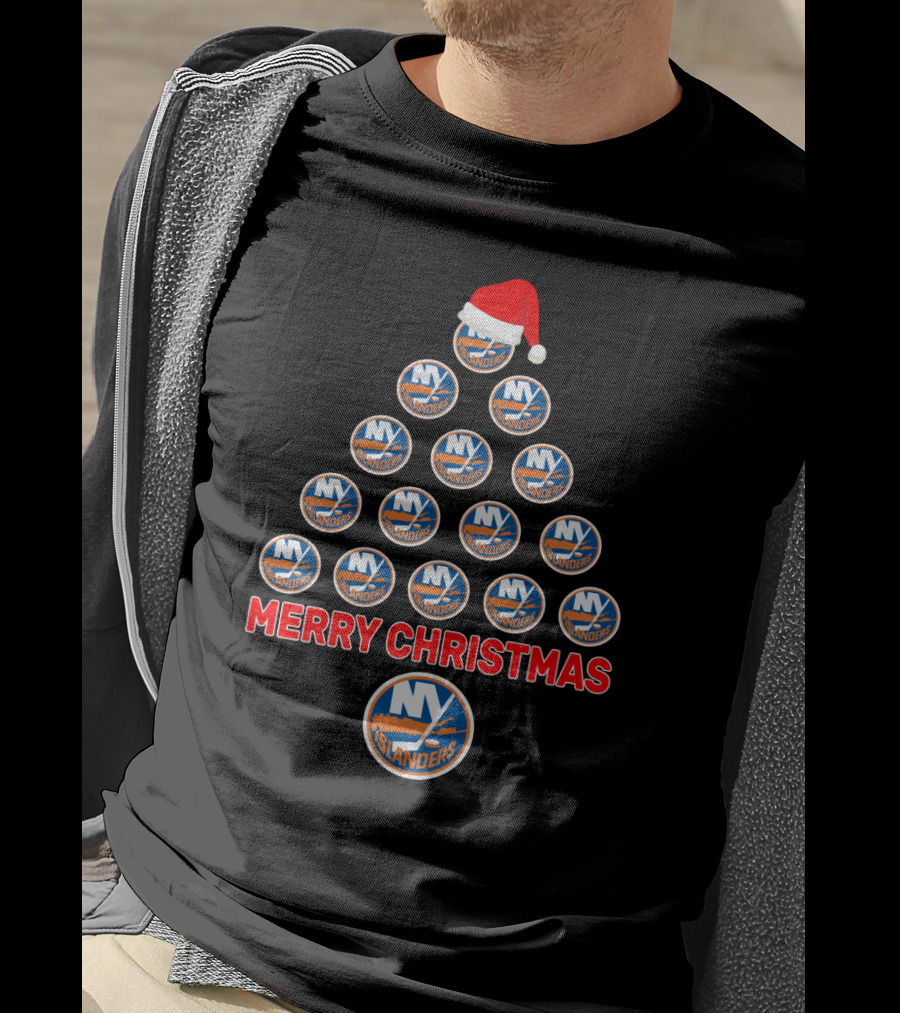 Merry Christmas New York Islanders Hockey Logos Christmas Tree T-Shirt