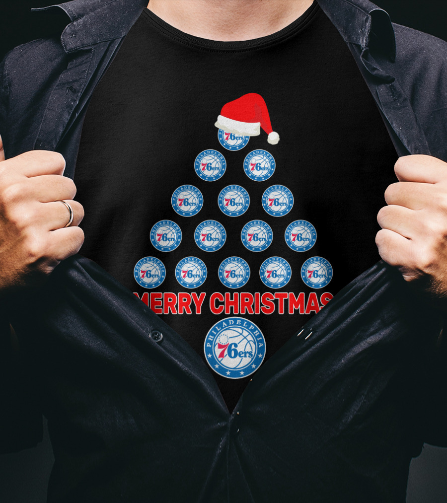 Merry Christmas Philadelphia 76ers Fans Christmas Tree T-Shirt