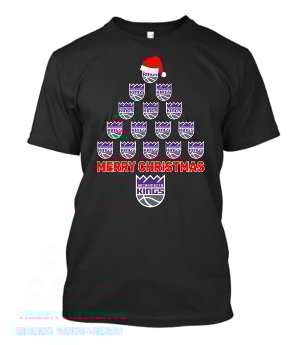 Merry Christmas Sacramento Kings Fan Logos Christmastree T-Shirt