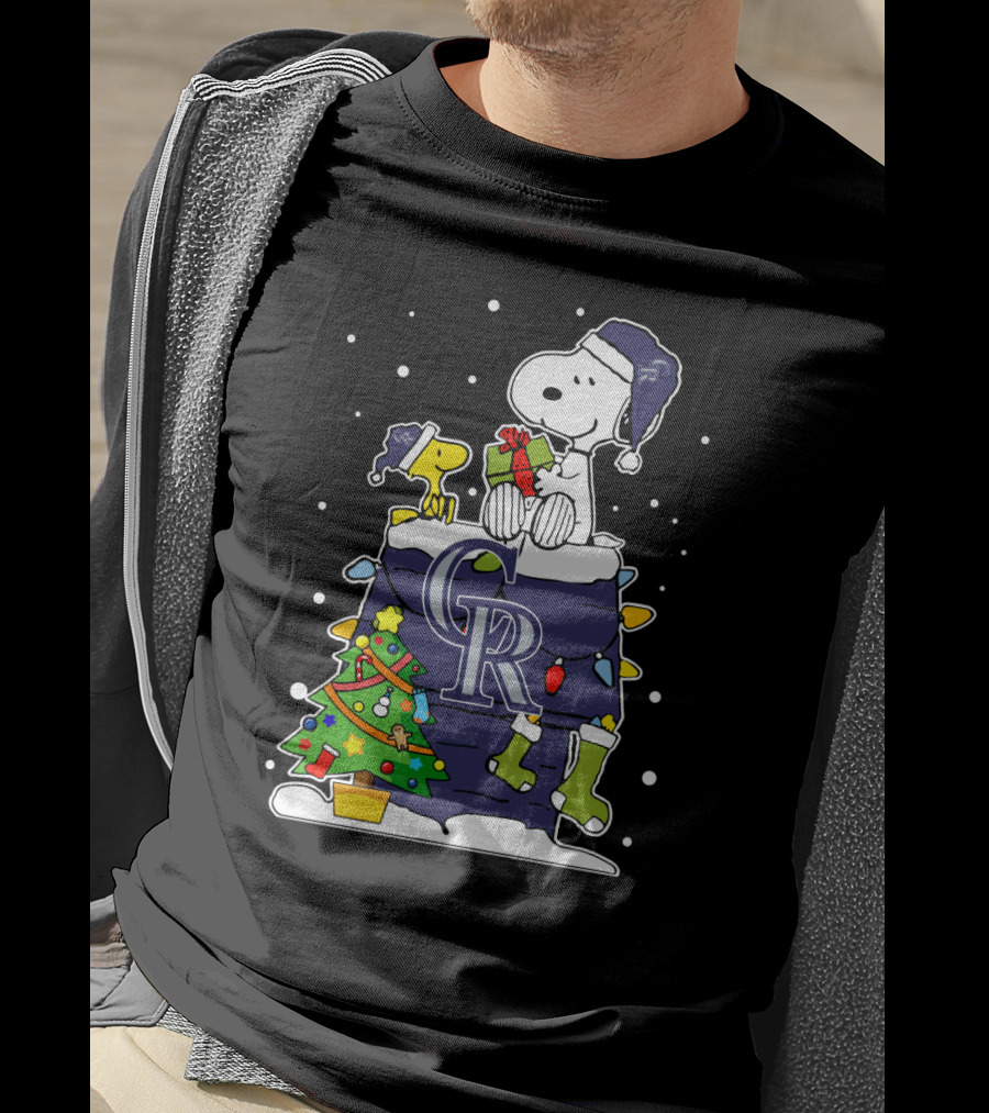 Colorado Rockies Snoopy And Woodstock Christmas T-Shirt