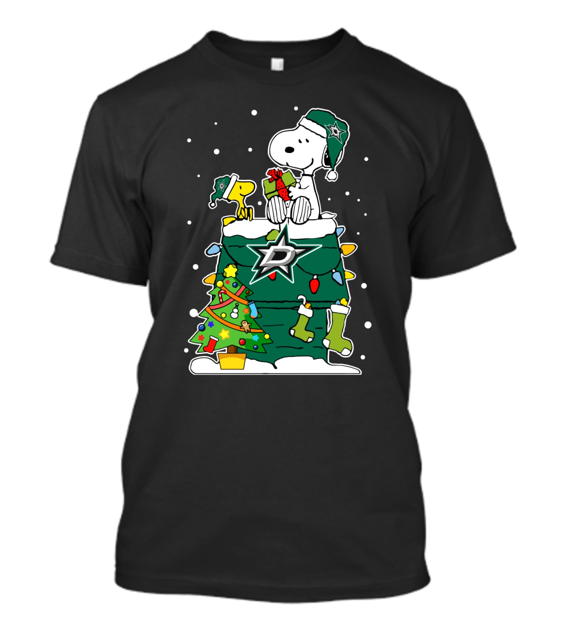 Dallas Stars Snoopy Christmas Presents Peanuts Fans T-Shirt