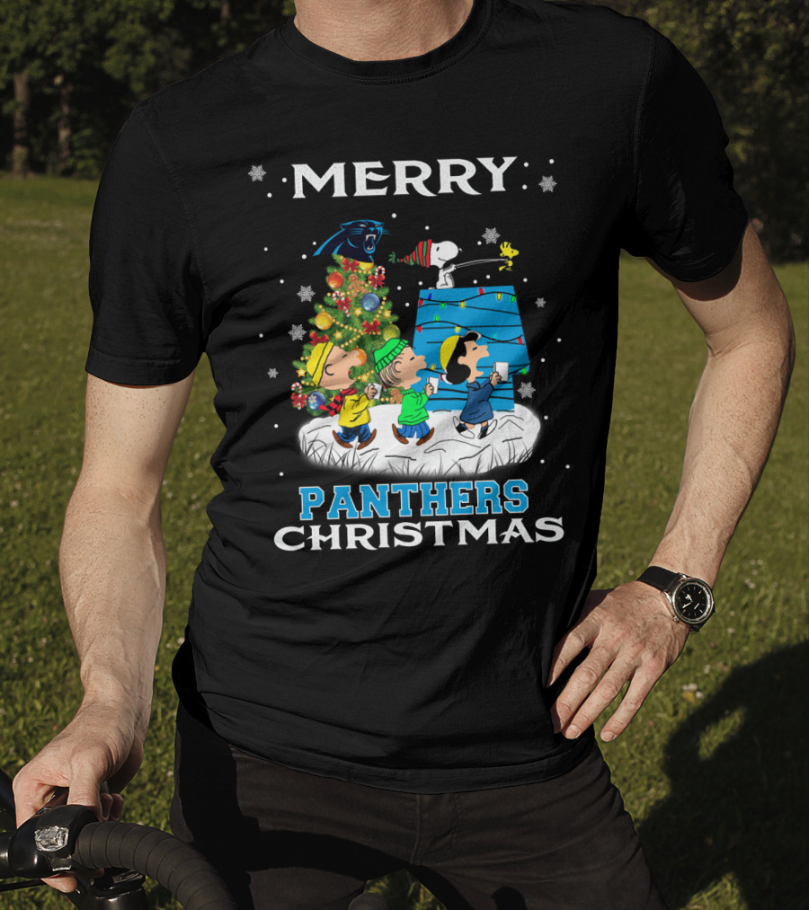 Merry Carolina Panthers Christmas Snoopy Peanuts Fans T-Shirt