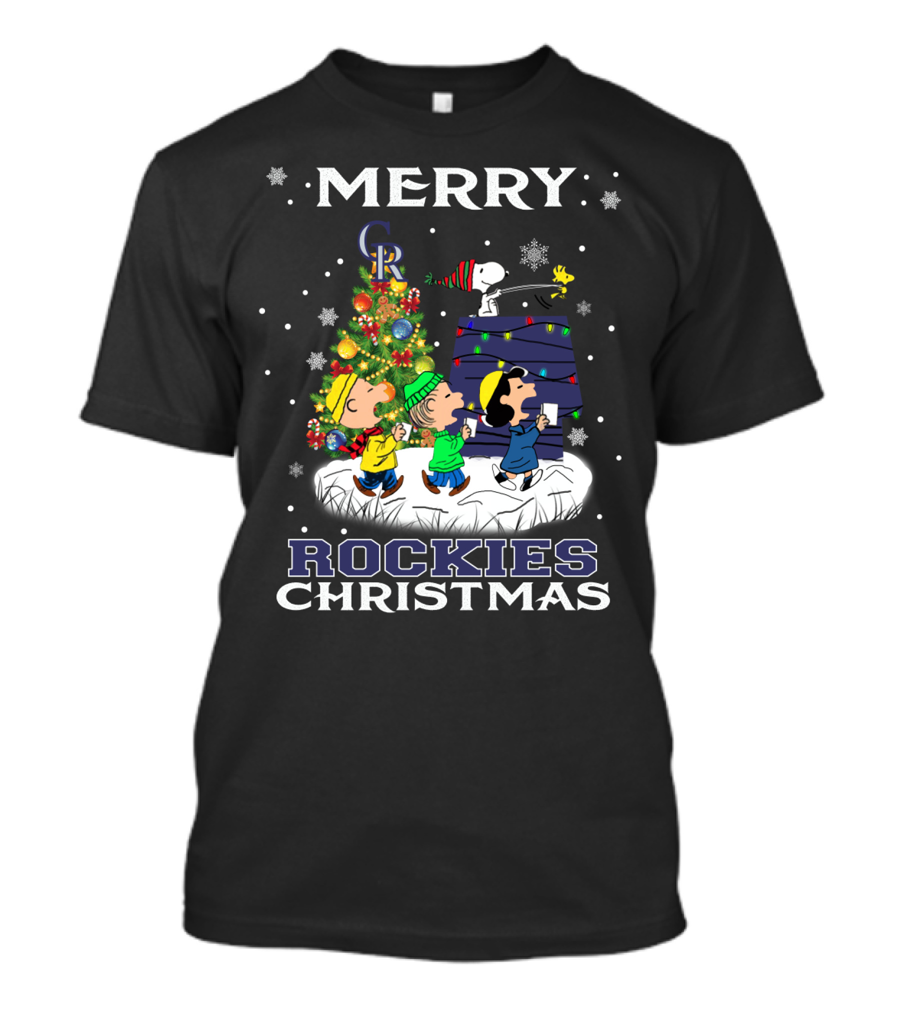 Merry Colorado Rockies Christmas With Snoopy And Friends Peanuts T-Shirt