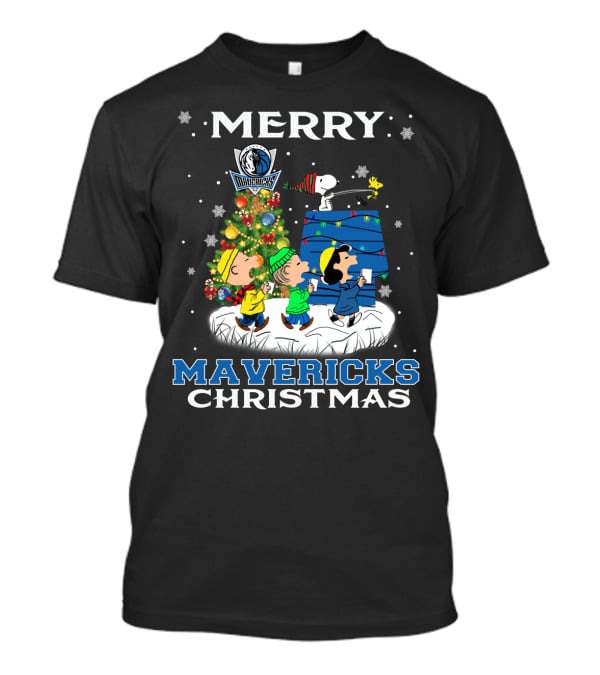 Merry Dallas Mavericks Christmas With Snoopy And Friends T-Shirt