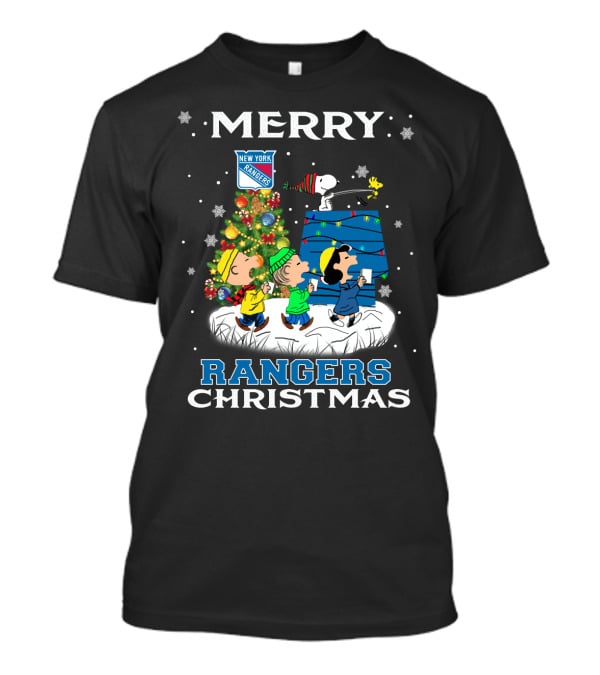 Merry New York Rangers Christmas With Snoopy And Friends Festive T-Shirt