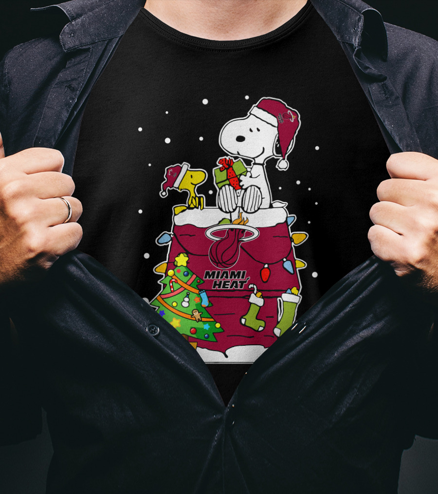 Snoopy Christmas Miami Heat Festive Cheer T-Shirt