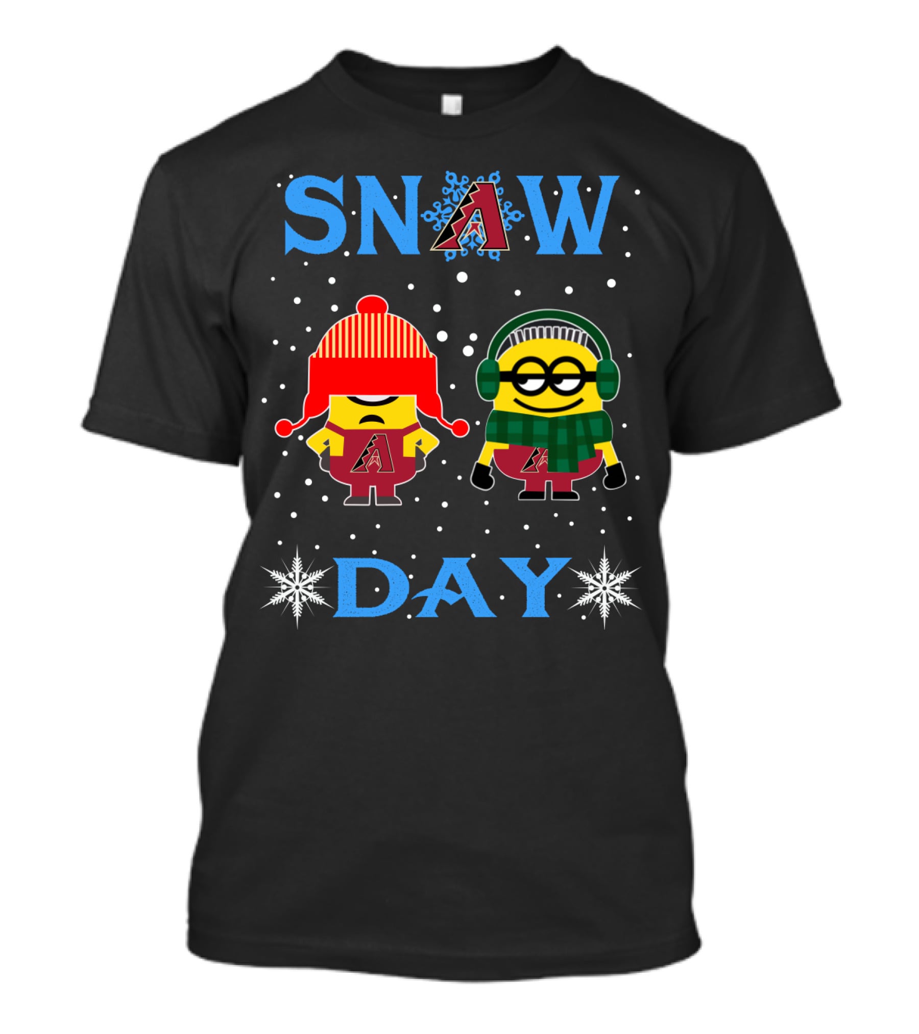 Arizona Diamondbacks Snow Day With Minions In Winter Gear T-Shirt