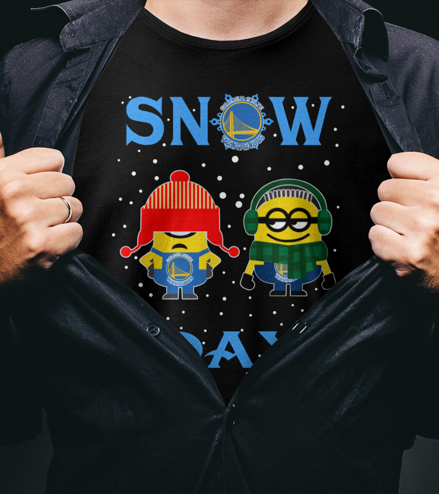 Minions Dressed For Golden State Warriors Snow Day Fun T-Shirt