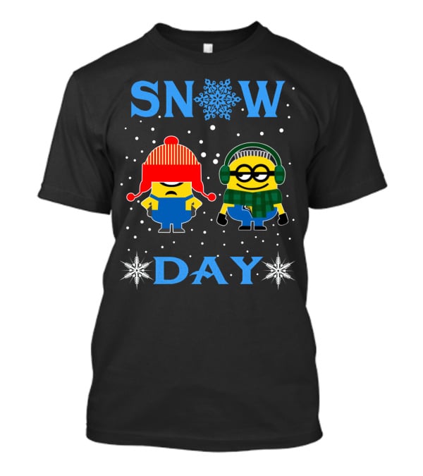 Snow Day For Mau12 Minion Fans Winter-Themed Illustration With Characters And Snowflakes T-Shirt