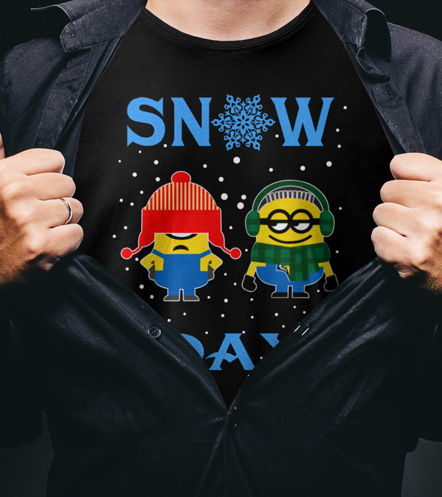 Snow Day For Mau12 Minion Fans Winter-Themed Illustration With Characters And Snowflakes T-Shirt